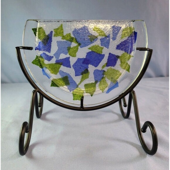 Unusual Shape Flower Vase Vintage RARE Hand Crafted Glass Flower - Picture 3 of 9